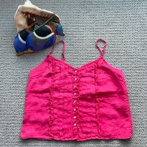 Hot Pink Ruffle tank top